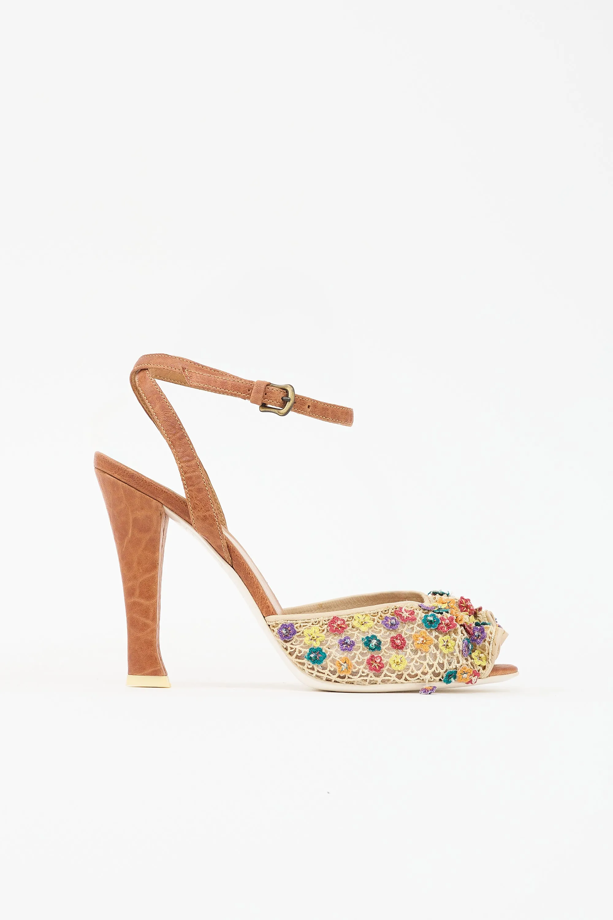 Leather & Mesh Embellished Sandal sold by VSP Consignment
