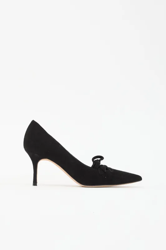 Suede Pointed Toe Pump made by Manolo Blahnik