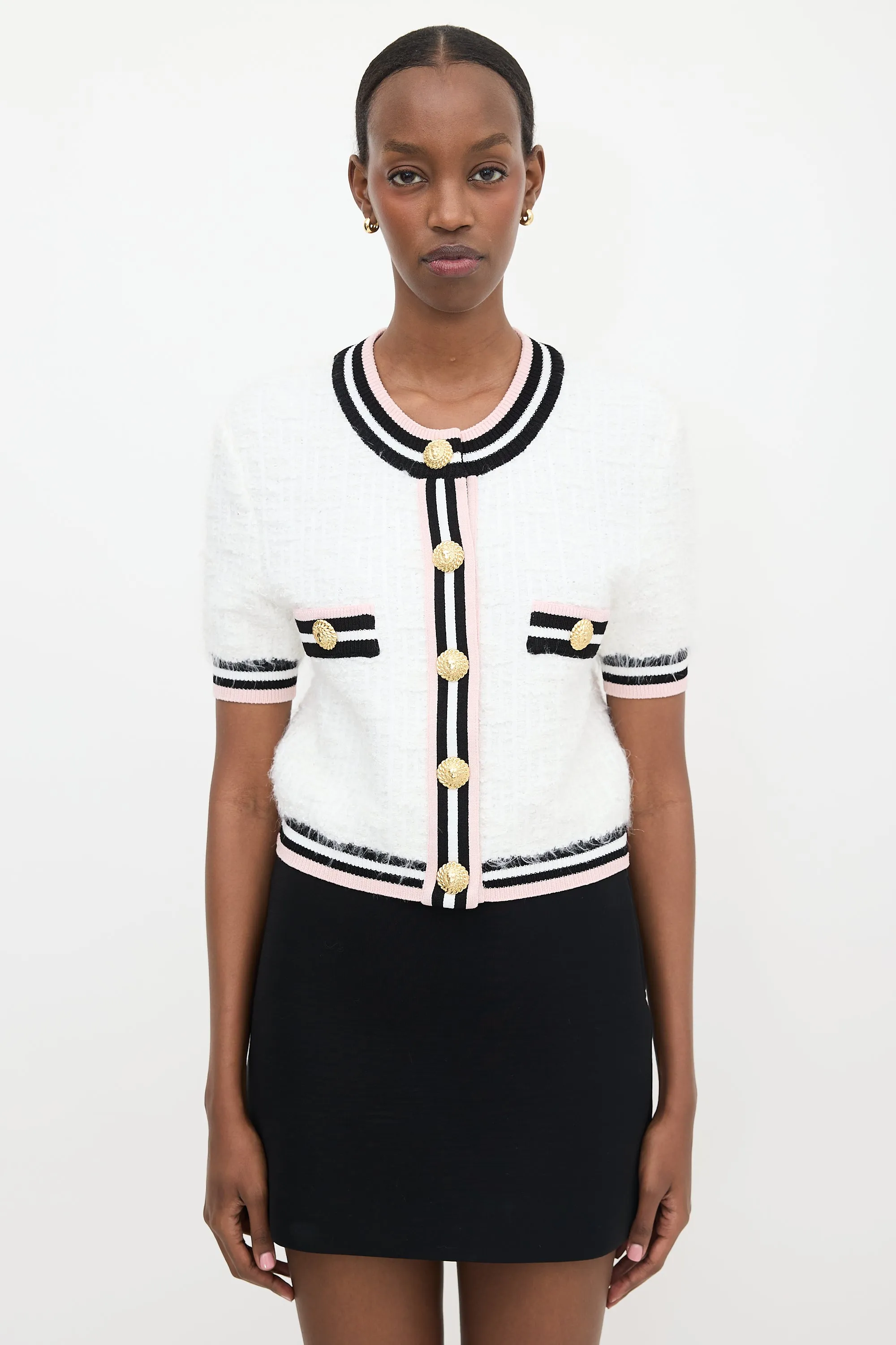 Tweed Knit Short Sleeve Cardigan sold by VSP Consignment
