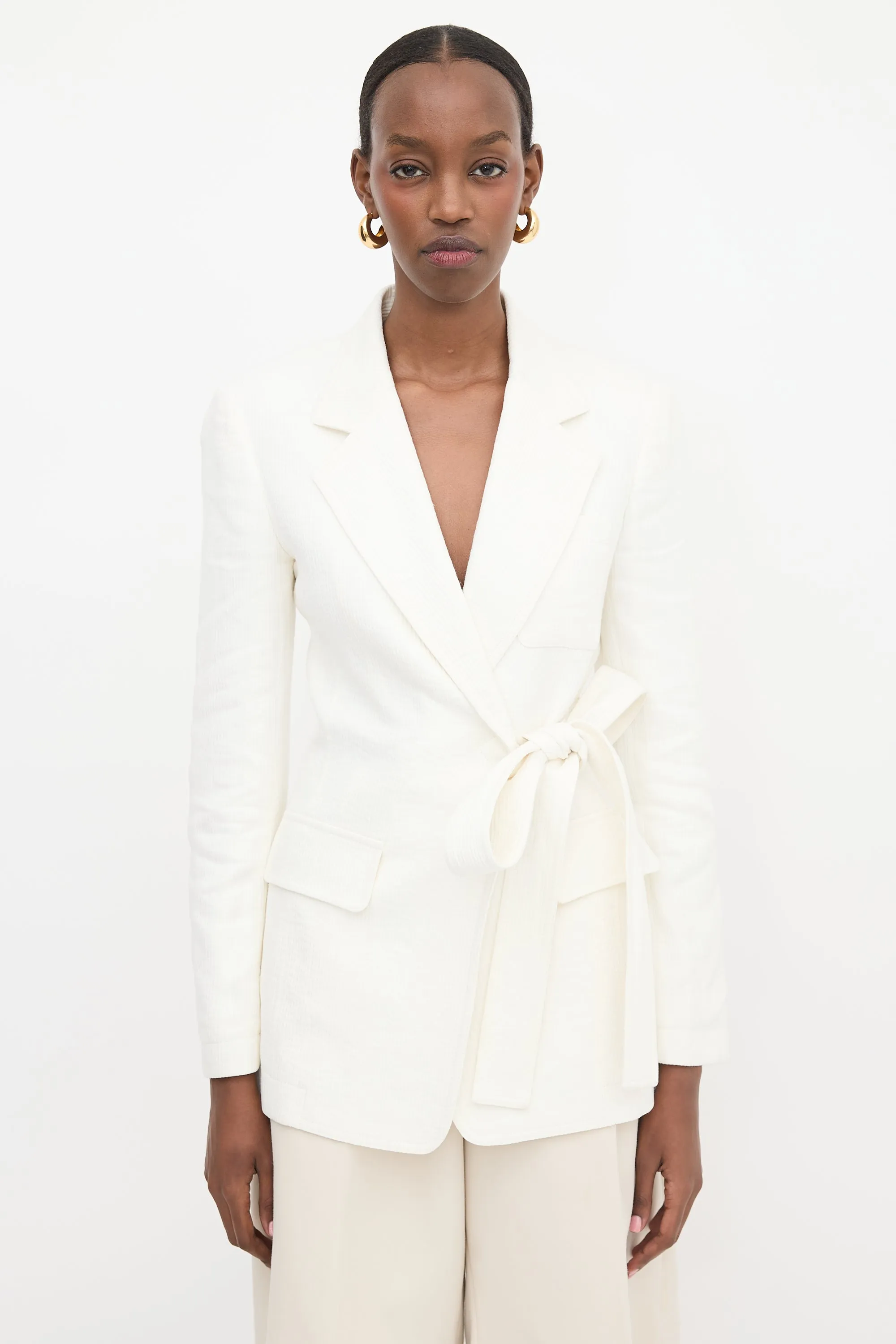 Linen Bedford Cord Wrap Blazer sold by VSP Consignment