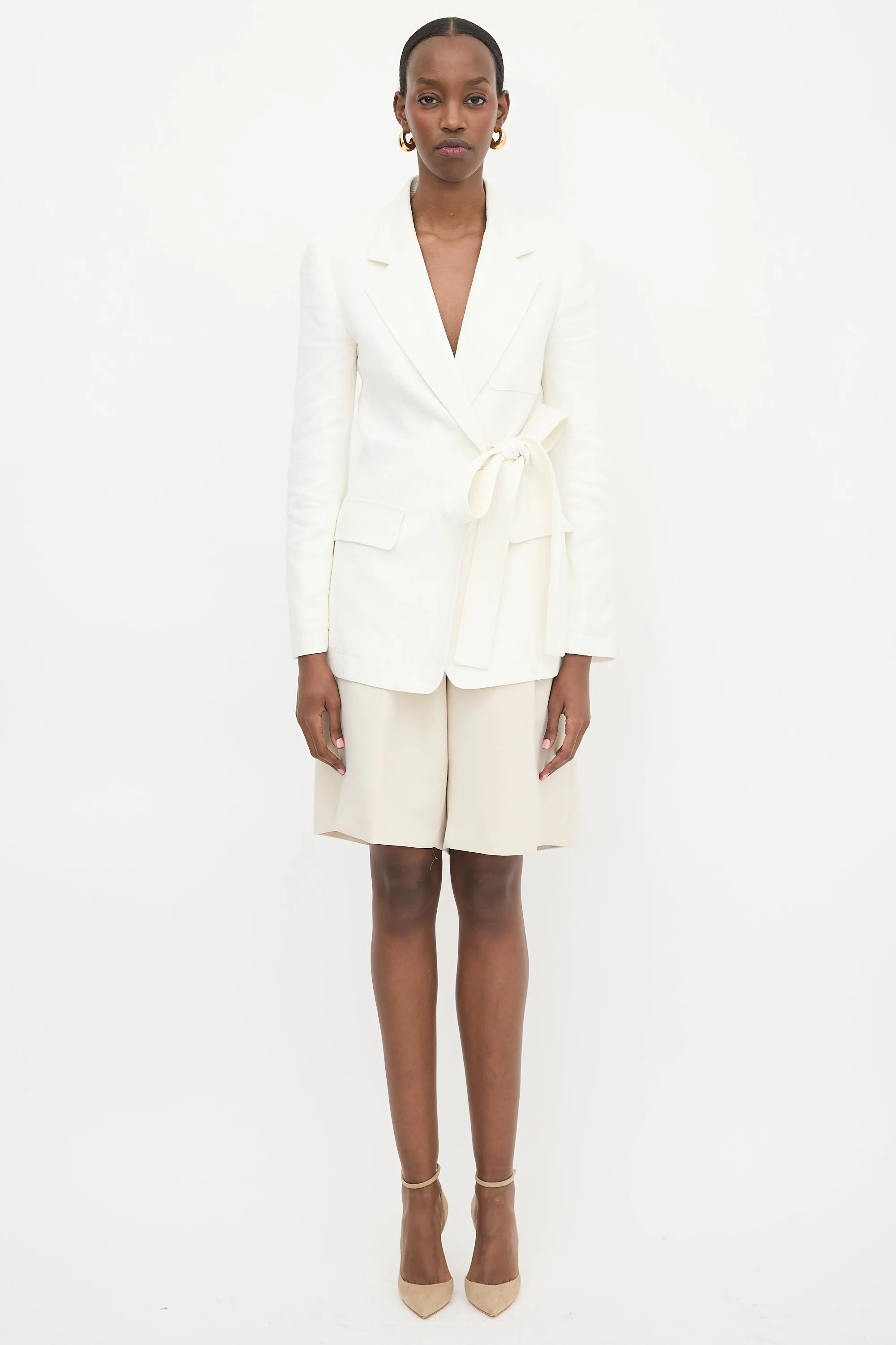 Linen Bedford Cord Wrap Blazer sold by VSP Consignment product image thumbnail 2