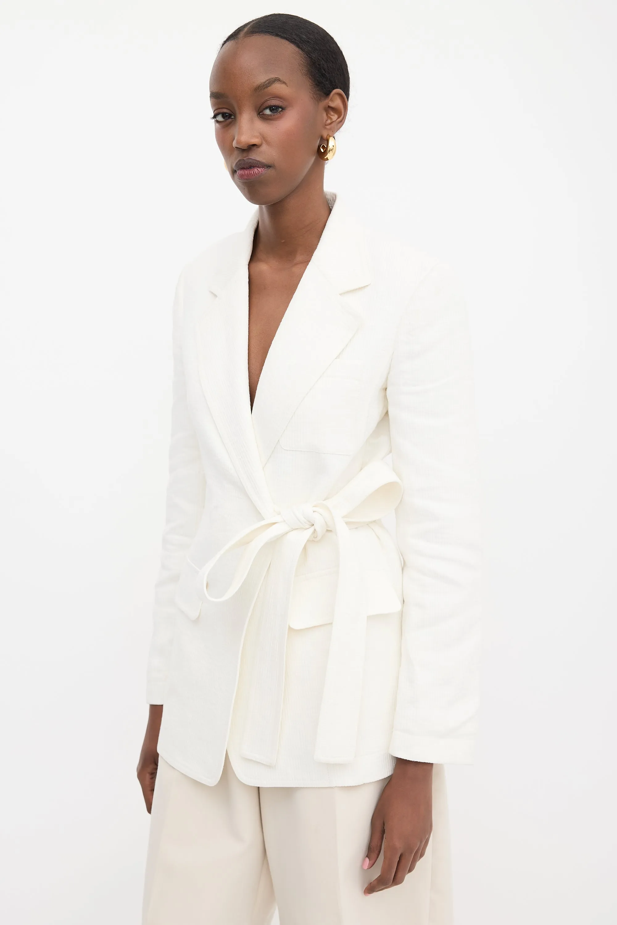 Linen Bedford Cord Wrap Blazer sold by VSP Consignment product image thumbnail 3