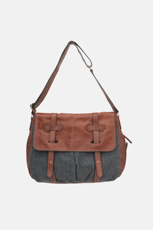 Leather & Felt Messenger Bag made by Brunello Cucinelli