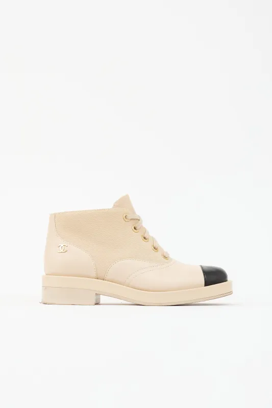 Leather & Canvas CC Boot made by Chanel