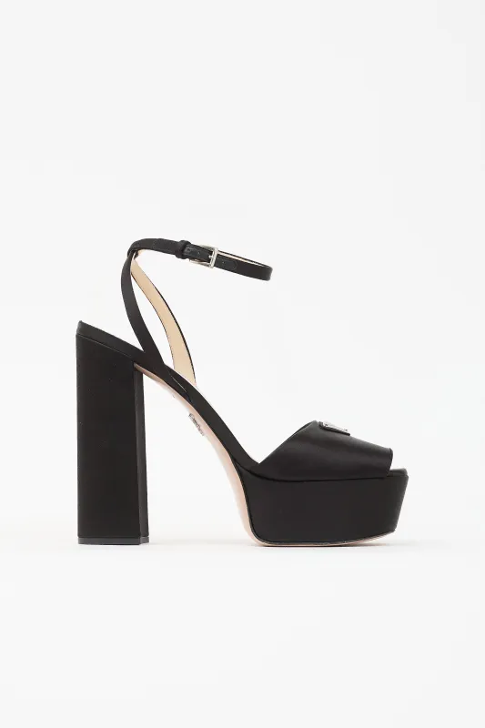 Satin Logo Platform Sandal made by Prada