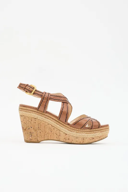 Leather Wedge Sandal made by Prada