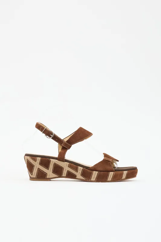 Suede Wedge Sandal made by Salvatore Ferragamo