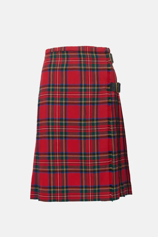 Wool Tartan Pleated Wrap Skirt made by Burberry