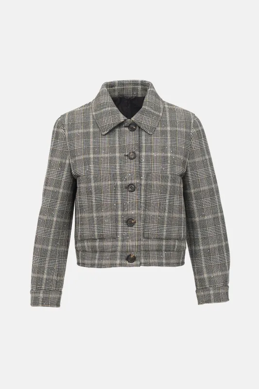 Wool Glen Check Padded Jacket made by Brunello Cucinelli