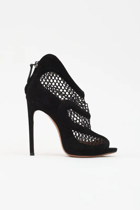 Suede Peep Toe Boot made by Alaia