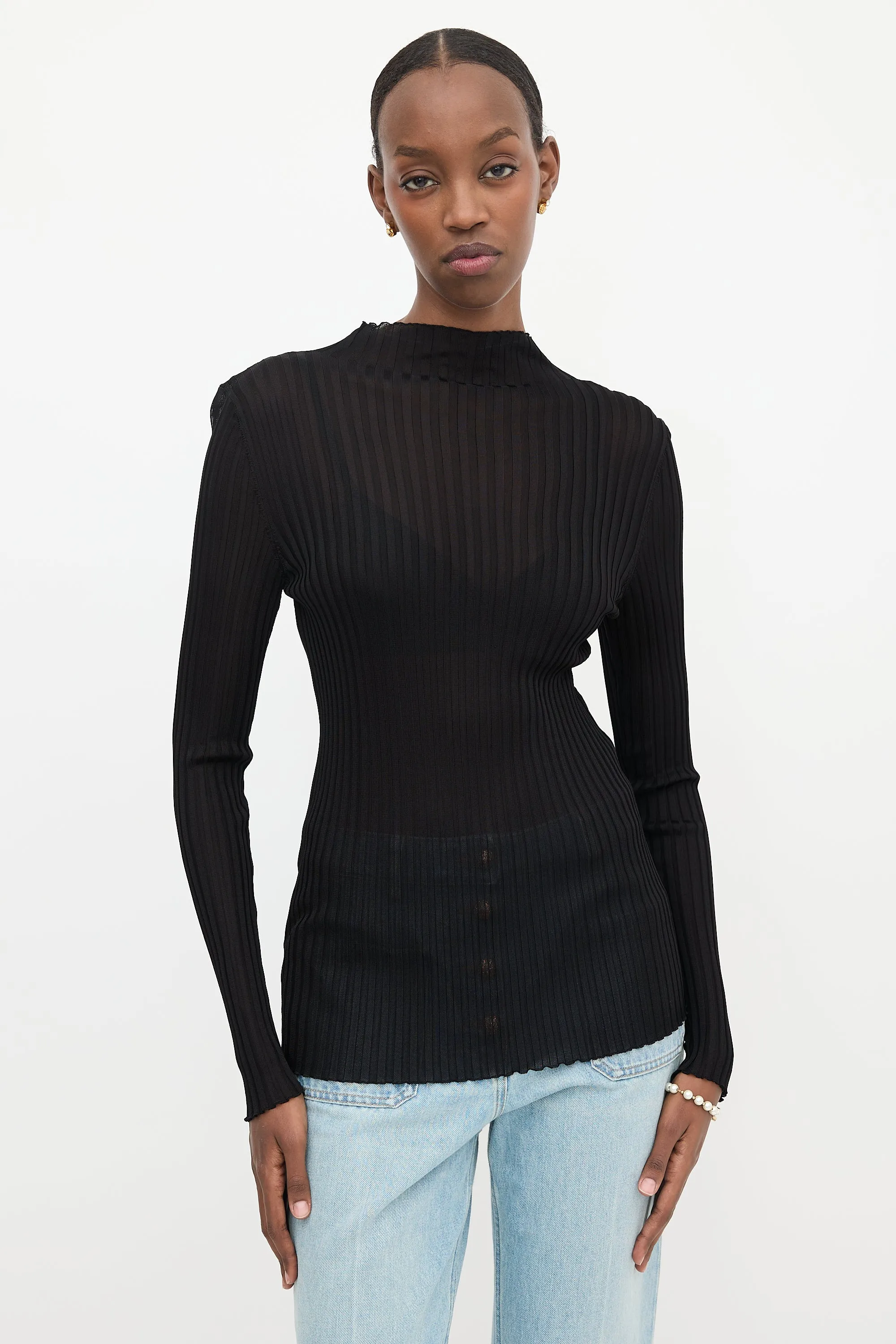 Sheer Rib Knit Top sold by VSP Consignment product image thumbnail 2