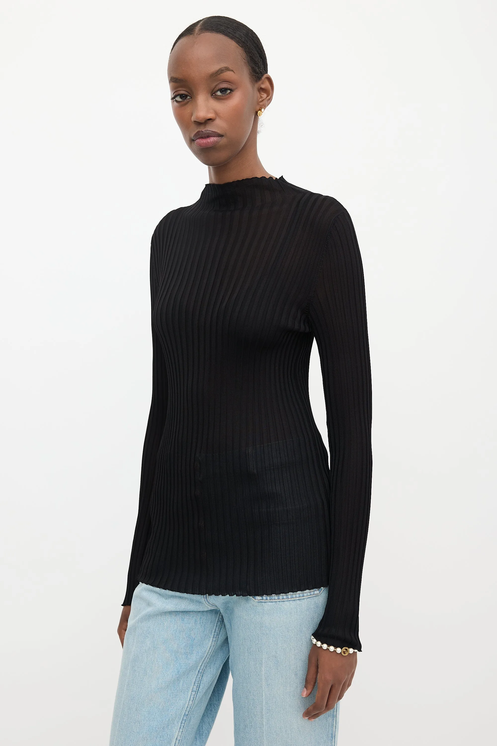Sheer Rib Knit Top sold by VSP Consignment product image thumbnail 4