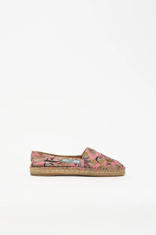 Floral Brocade Espadrille Flat made by Prada