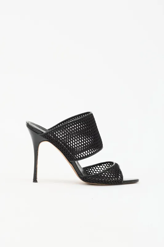 Patent & Mesh Sandal made by Manolo Blahnik