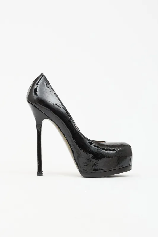 Embossed Patent Platform Heel made by Yves Saint Laurent