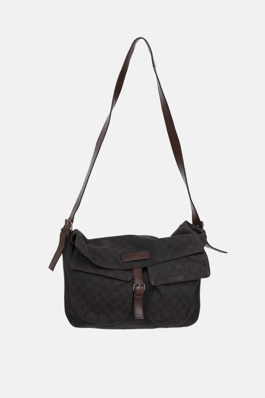 C. 2000s Denim Monogram Messenger Bag made by Gucci