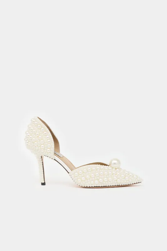 Leather Pearl Embellished Pump made by Jimmy Choo