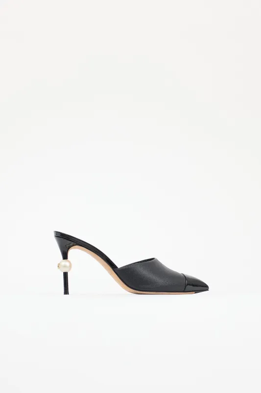Leather Pearl CC Mule made by Chanel