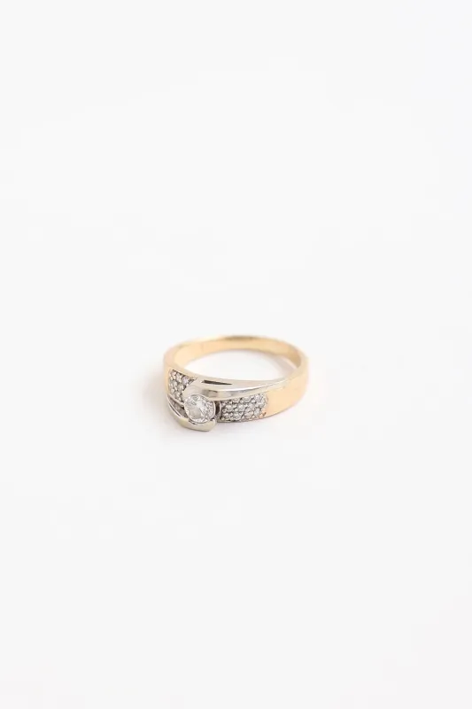 14K Yellow & White Gold Raised Diamond Ring made by VSP Consignment