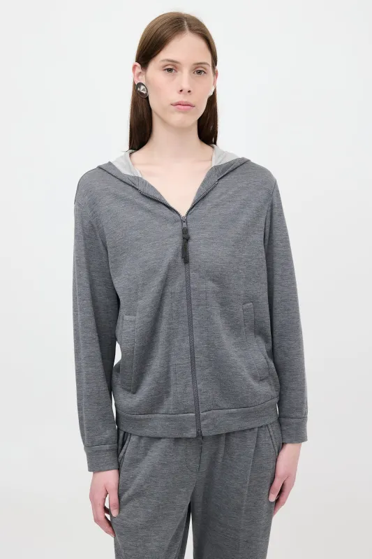 Jersey Zip Up Hoodie made by Brunello Cucinelli