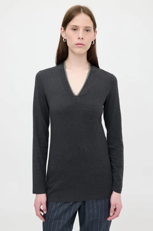 Jersey Monili Long Sleeve Top made by Brunello Cucinelli