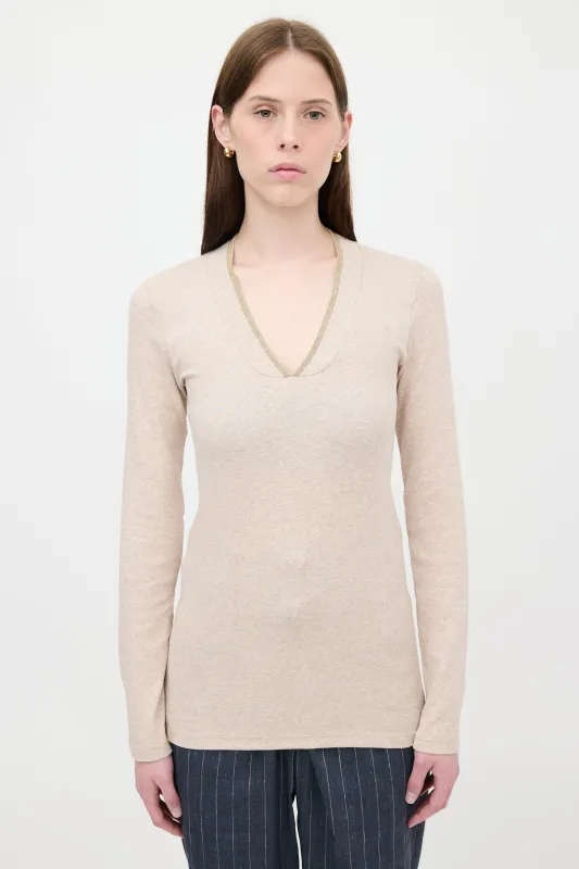 Ribbed Knit Jersey Monili Top made by Brunello Cucinelli