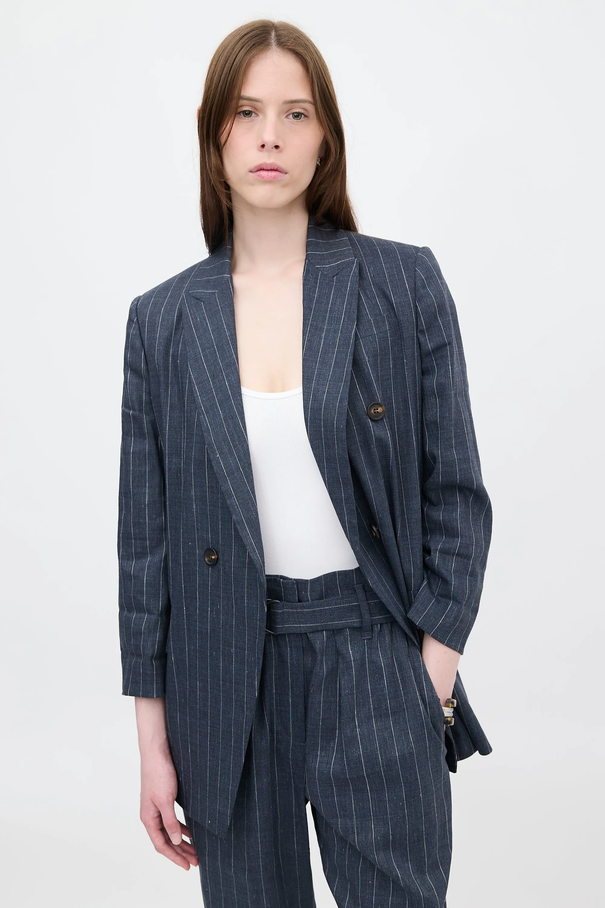 Linen & Wool Pinstripe Blazer sold by VSP Consignment