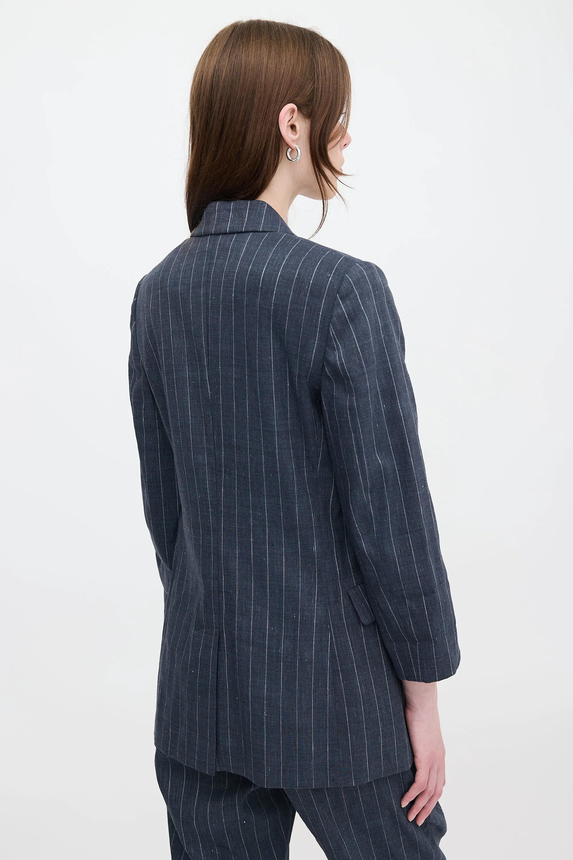 Linen & Wool Pinstripe Blazer sold by VSP Consignment product image thumbnail 4