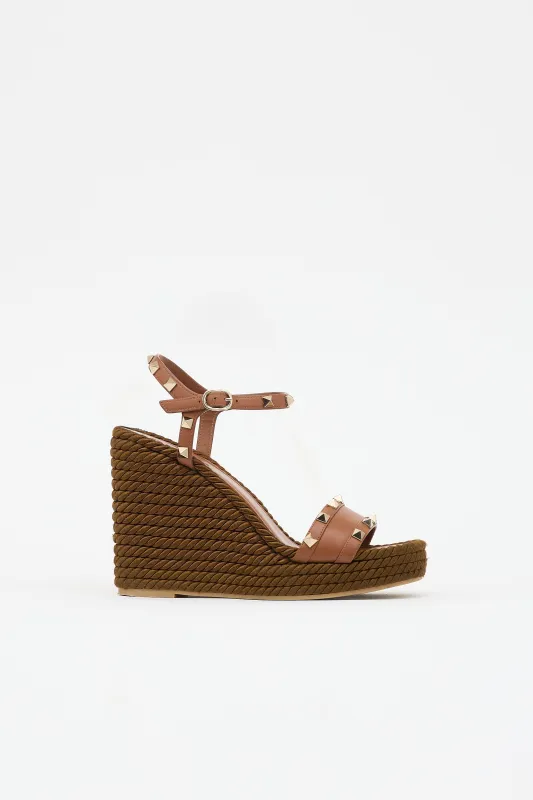 Leather Torchon Espadrille Sandal made by Valentino