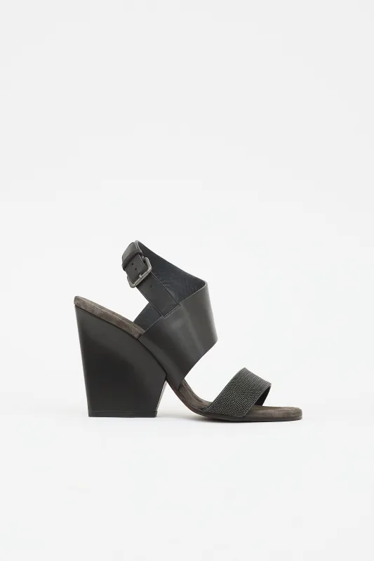 Suede Monili Wedge Sandal made by Brunello Cucinelli