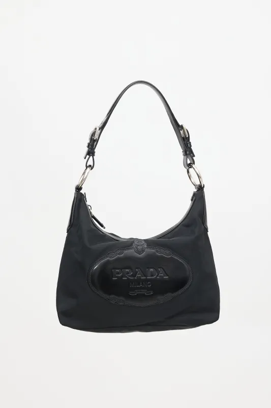 Patent & Nylon Logo Shoulder Bag made by Prada