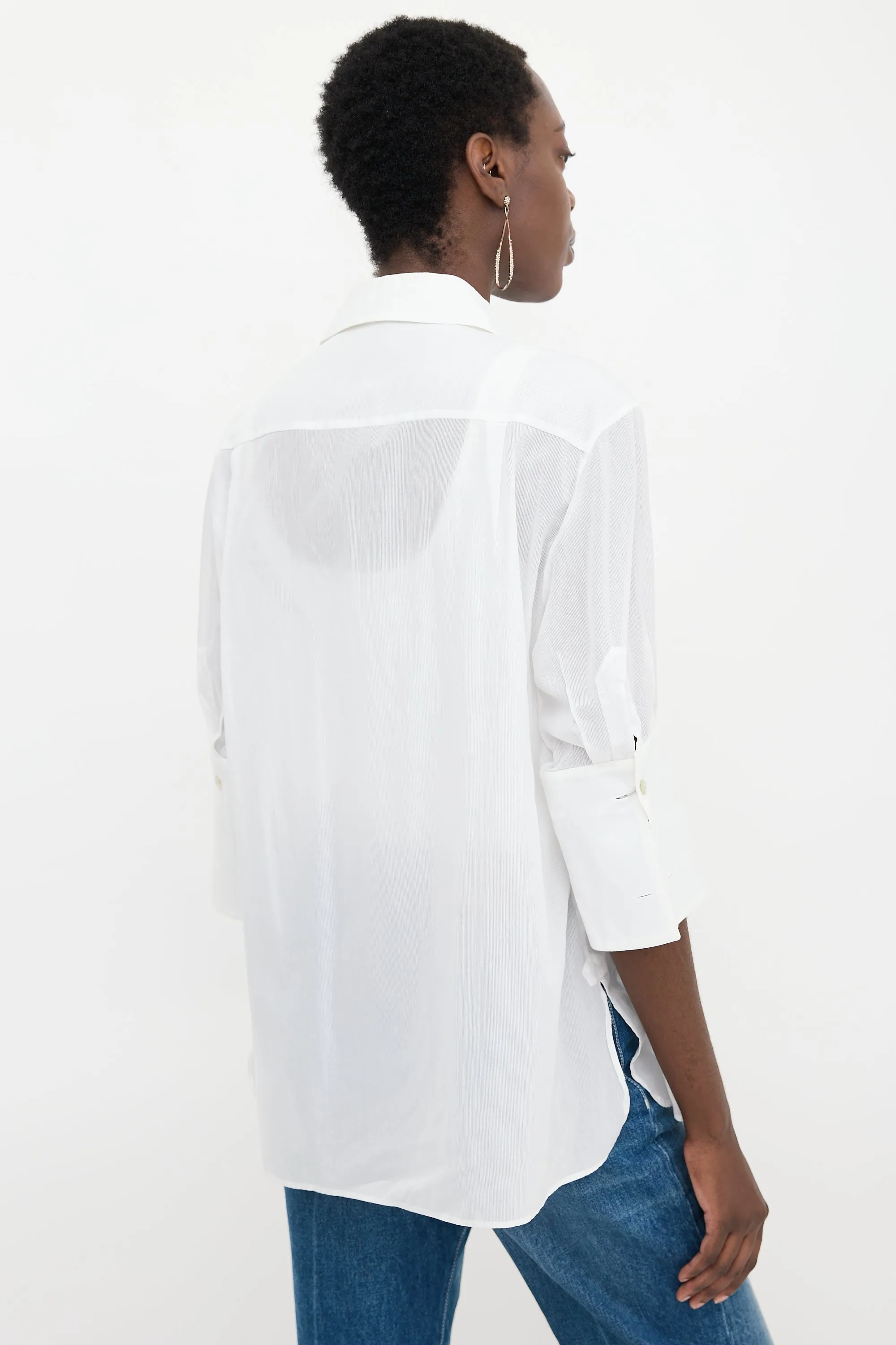 Sheer Pinstripe Pleated Shirt sold by VSP Consignment product image thumbnail 4
