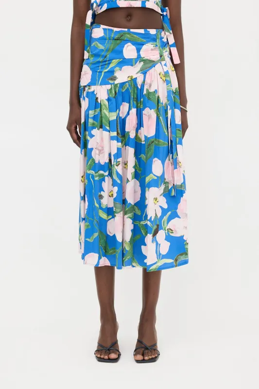 Ruched Floral Skirt made by Carolina Herrera