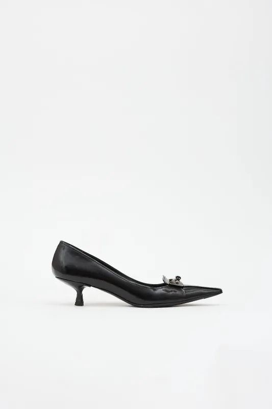 Leather Pointed Toe Pump made by Prada