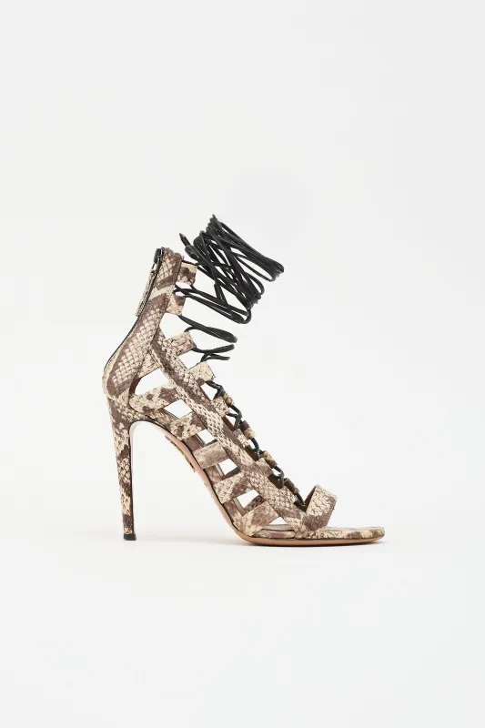 Embossed Leather Amazon Sandal made by Aquazzura