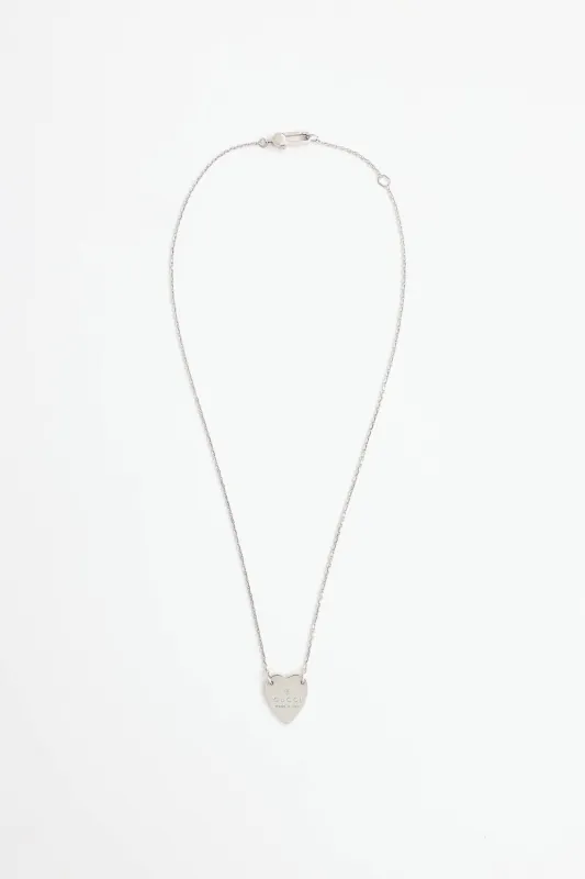 Sterling Silver Trademark Heart Necklace made by Gucci