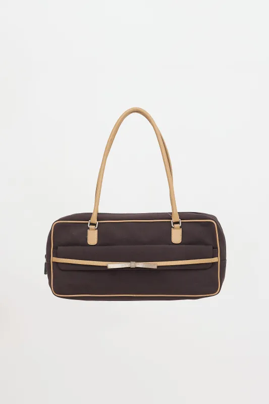 C. 2000 Leather & Twill Shoulder Bag made by Miu Miu