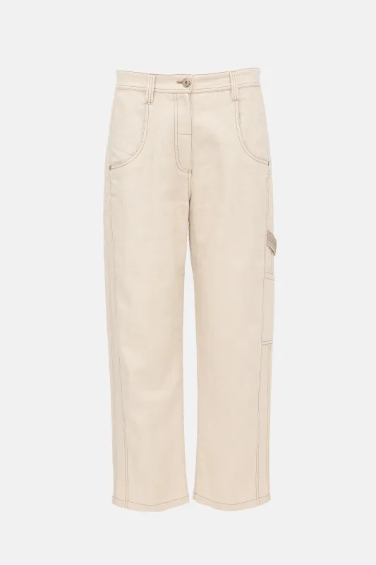 Linen Monili Straight Leg Pant made by Brunello Cucinelli