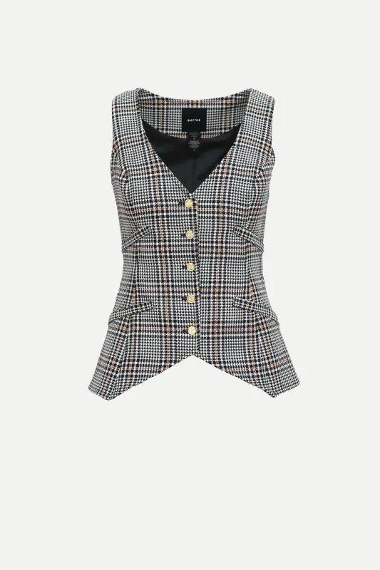 Hounds Tooth V-Neck Vest made by Smythe