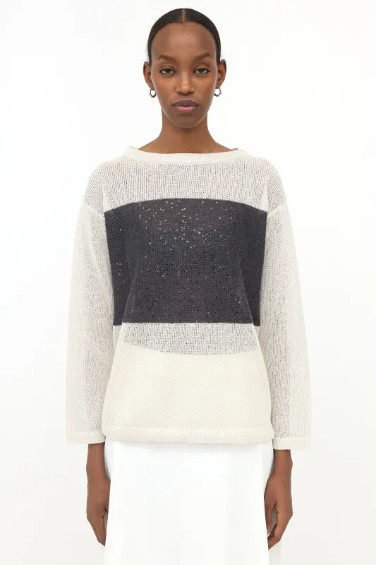 Linen & Silk Sequin Sweater made by Brunello Cucinelli