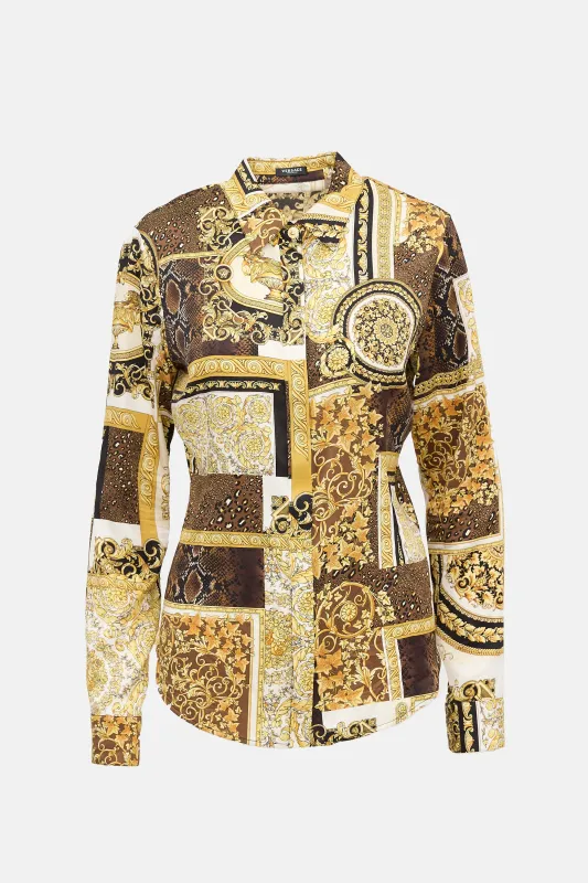 Silk Satin Barocco Shirt made by Versace