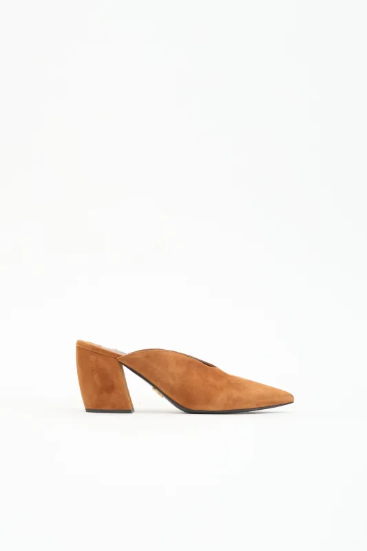Suede Pointed Toe Mule made by Prada
