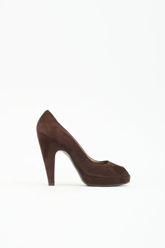 Suede Peep Toe Pump made by Prada