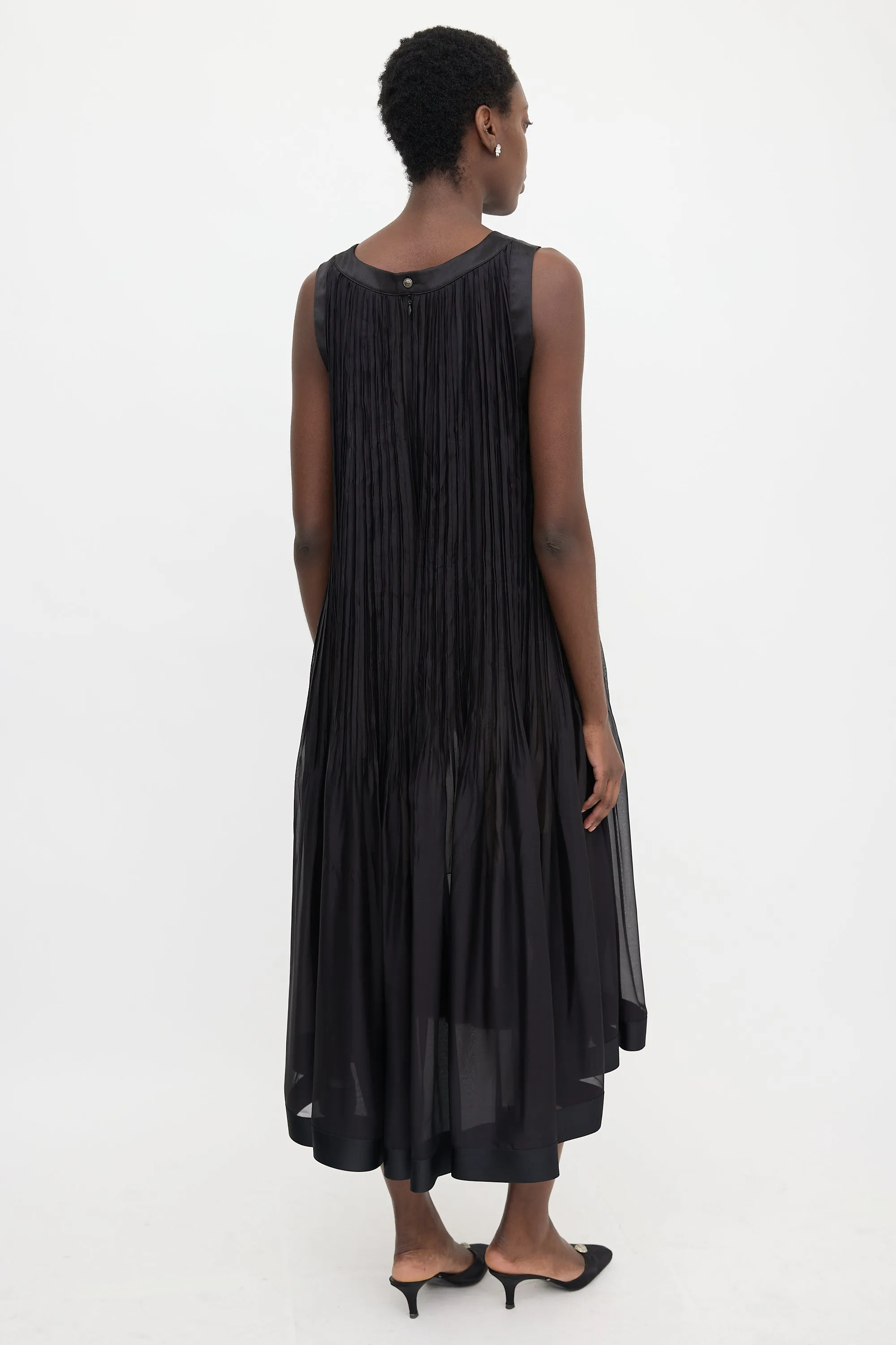 Silk Sheer Pleated Dress sold by VSP Consignment product image thumbnail 5