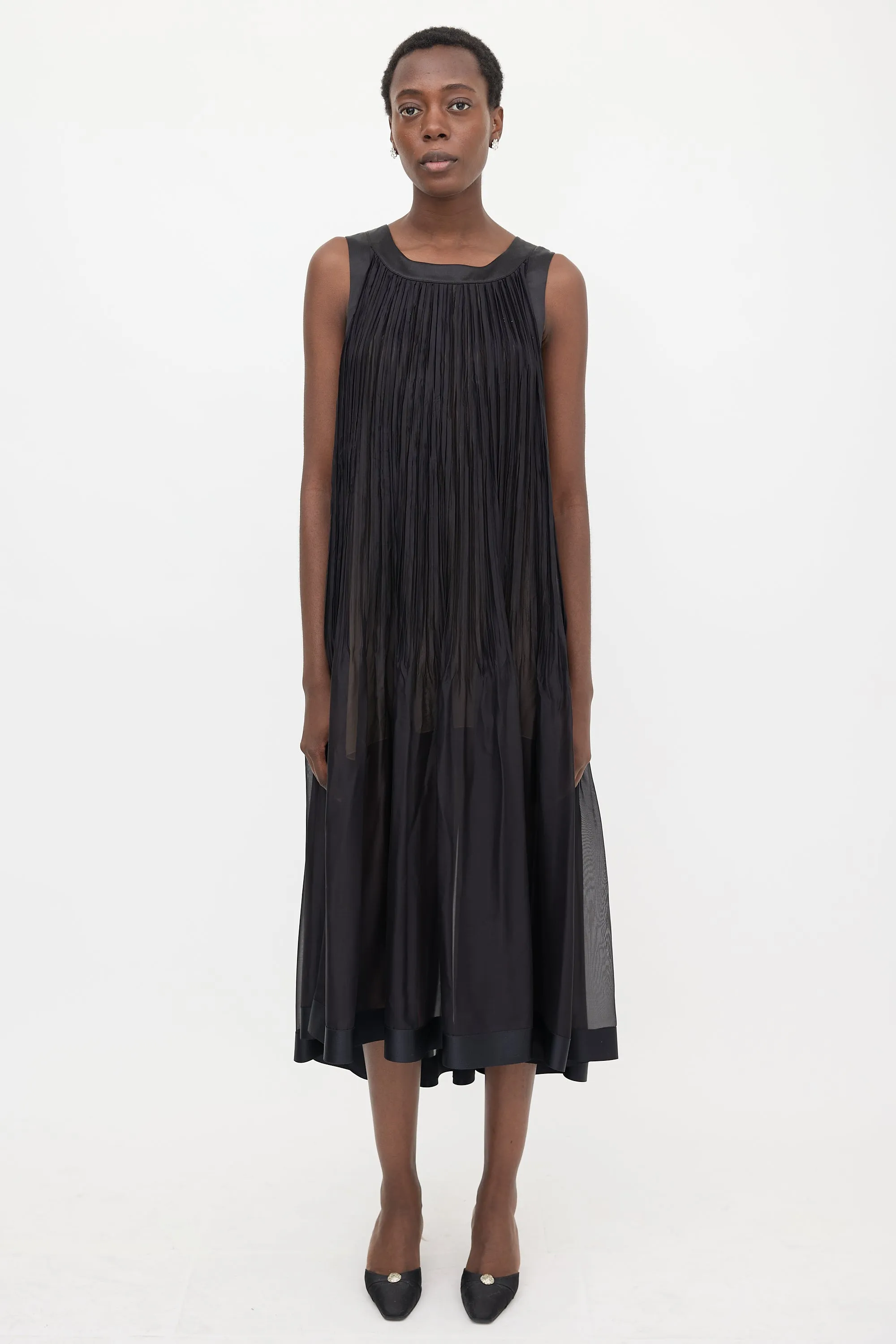 Silk Sheer Pleated Dress sold by VSP Consignment product image thumbnail 2