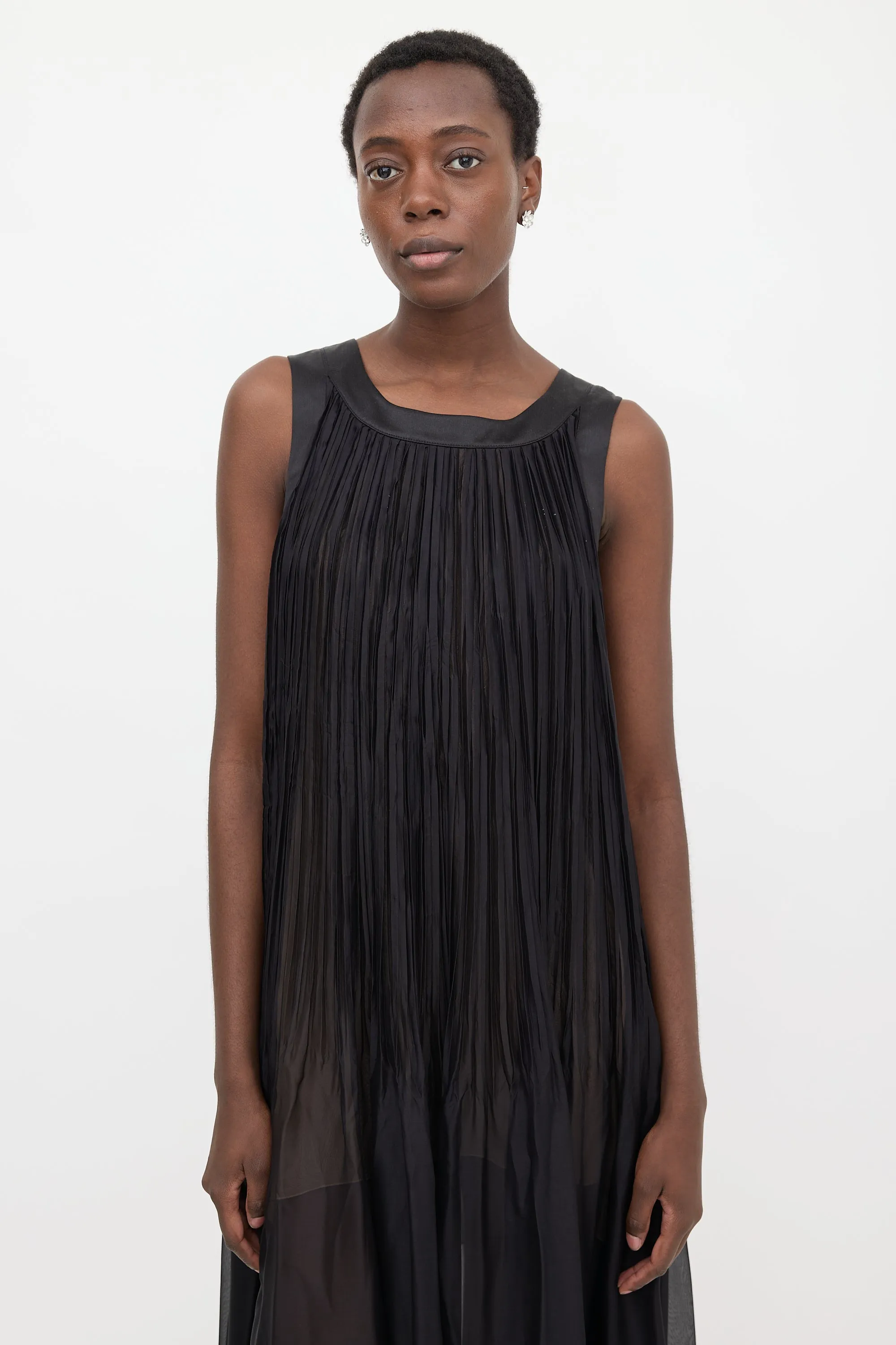 Silk Sheer Pleated Dress sold by VSP Consignment product image thumbnail 3