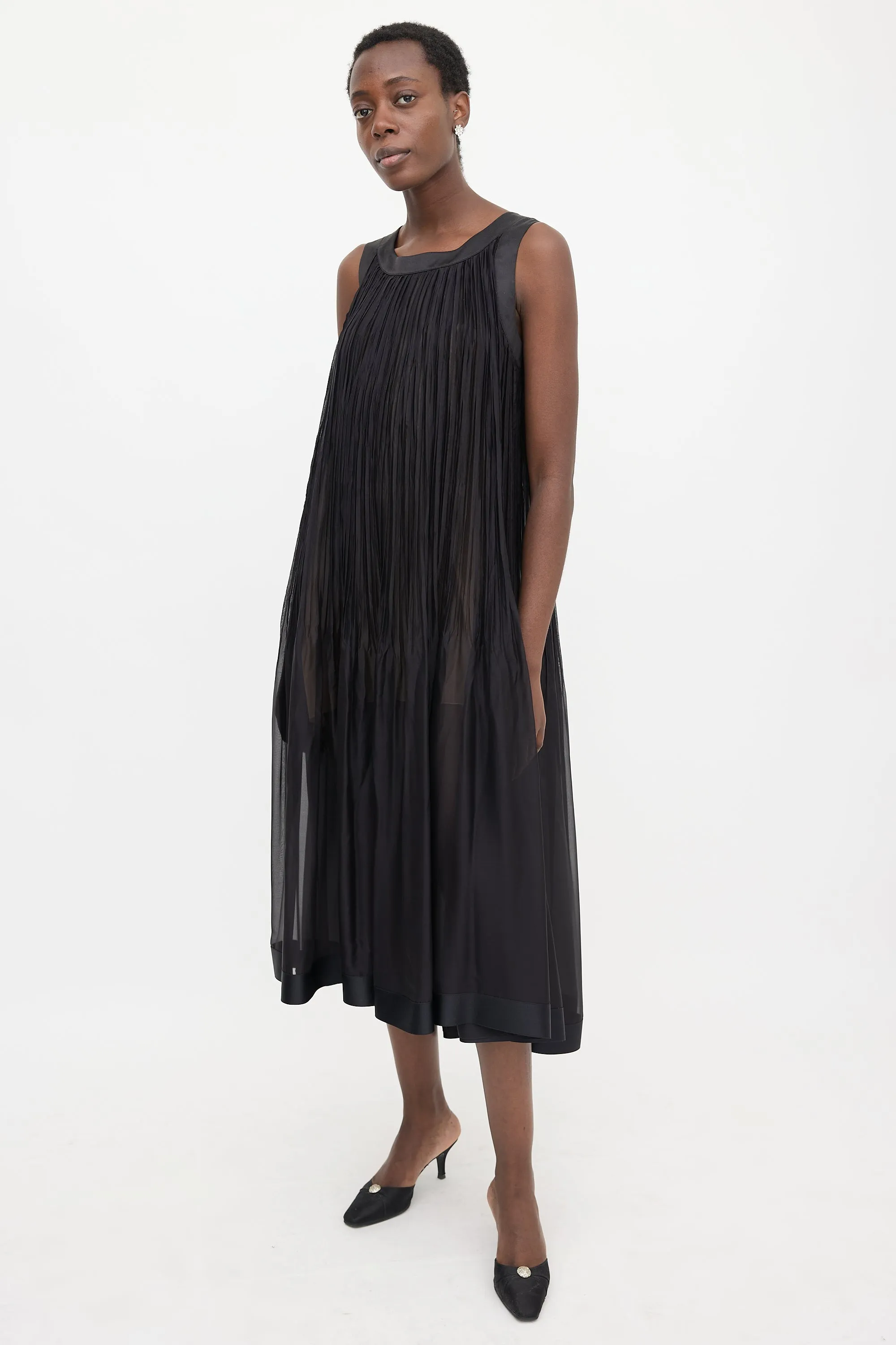 Silk Sheer Pleated Dress sold by VSP Consignment product image thumbnail 4