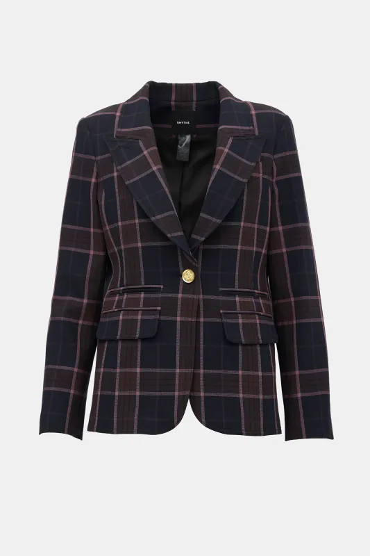 Plaid Single Button Blazer made by Smythe