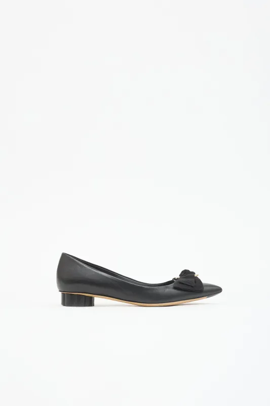 Leather Peony Bow Flat made by Salvatore Ferragamo