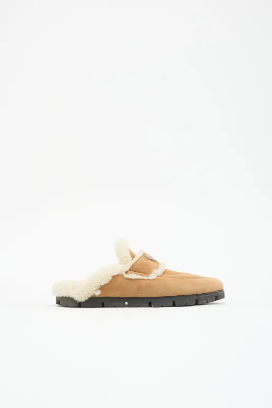 Suede & Shearling Logo Mule made by Prada